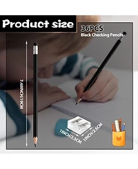 Gnuadz Pencils Eraser Pre-sharpened Hb Writing Drawing School Supplies 36 sticks