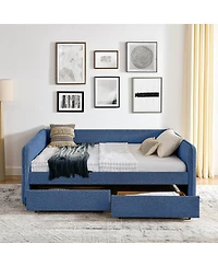 Streamdale Furniture Boucle Daybed w/ 2 Drawers and Tufted Sofa Bed