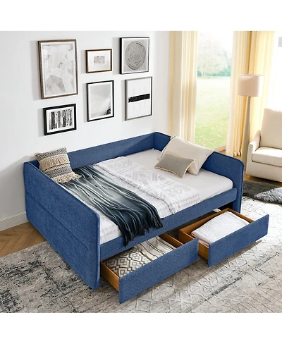 Streamdale Furniture Boucle Daybed w/ 2 Drawers and Tufted Sofa Bed
