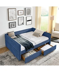 Streamdale Furniture Boucle Daybed w/ 2 Drawers and Tufted Sofa Bed