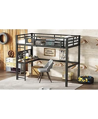 Streamdale Furniture Loft Bed with Desk, Storage, Clock and Charging Port