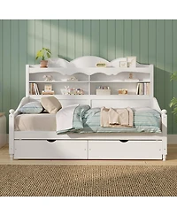 Streamdale Furniture Wooden Twin Daybed with Storage Drawers and Headboard
