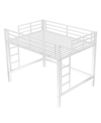 Streamdale Furniture Metal Loft Bed with Ladder and Guardrails