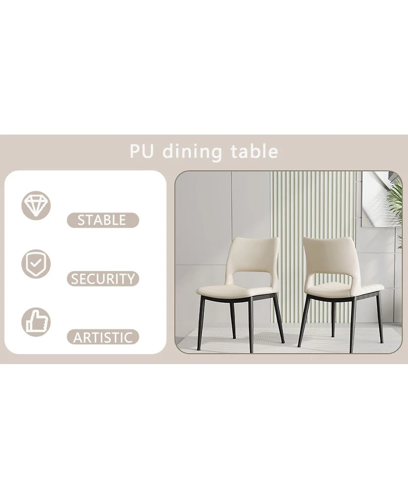 Streamdale Furniture Minimalist Pu Dining Chairs Set of 2