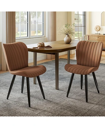 Streamdale Furniture Modern Pu Leather Dining Chairs