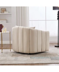 Streamdale Furniture Velvet Swivel Barrel Chair and Half Sofa with 3 Pillows