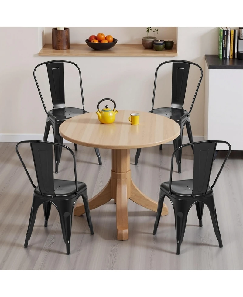 Yiortwo Metal Dining Chairs Set of 4, Stackable Industrial Kitchen