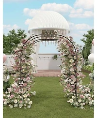 Homfan Elegant Metal Garden Arch Trellis For Climbing Plants Outdoor Wedding Arbor Floral Backdrop With Weather Resistant Frame