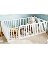 Streamdale Furniture Twin Size Bed Floor Bed with Safety Guardrails and Door for Kids