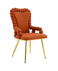 Streamdale Furniture Set of 2 Puffy Bubble Chairs with Gold Legs, Velvet Dining Chairs