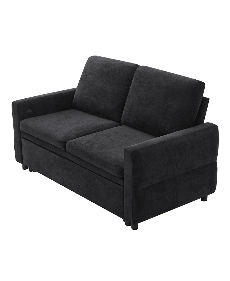 Streamdale Furniture Convertible Sofa Bed Loveseat with Usb Ports