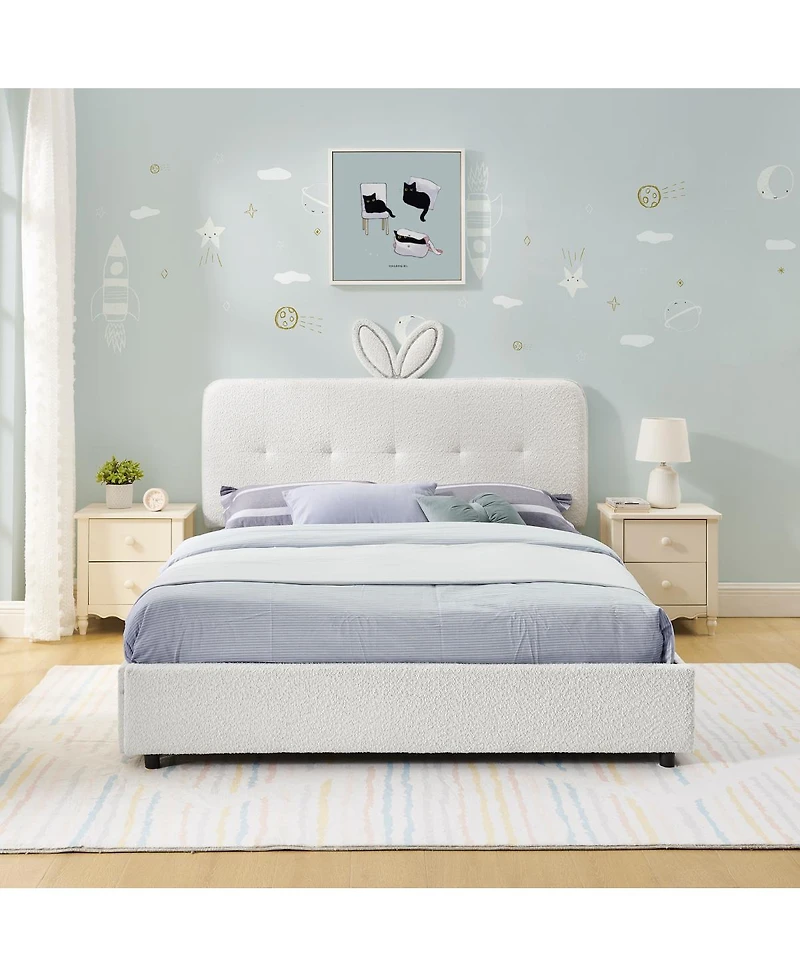 Streamdale Furniture Kids Upholstered Bed w/ Rabbit Headboard