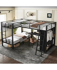 Streamdale Furniture Triple Bunk Bed with Desk and Wardrobe