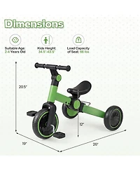 Slickblue Toddler 5-in-1 Balance Bike with Adjustable Seat and Removable Pedals