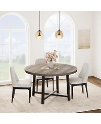 homfan Round Dining Table for 4 to 6 with Metal Frame, Space-Saving Kitchen and Room