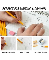 Gnuadz Pencils With Erasers Pre-sharpened For Writing Drawing Sketching