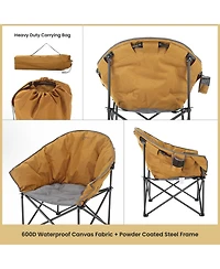 Arrowhead Outdoor 2-Pack Oversized Heavy-Duty Club Folding Padded Moon Camping Chair with Cup Holder and Carrying Bag, Supports 330 lbs