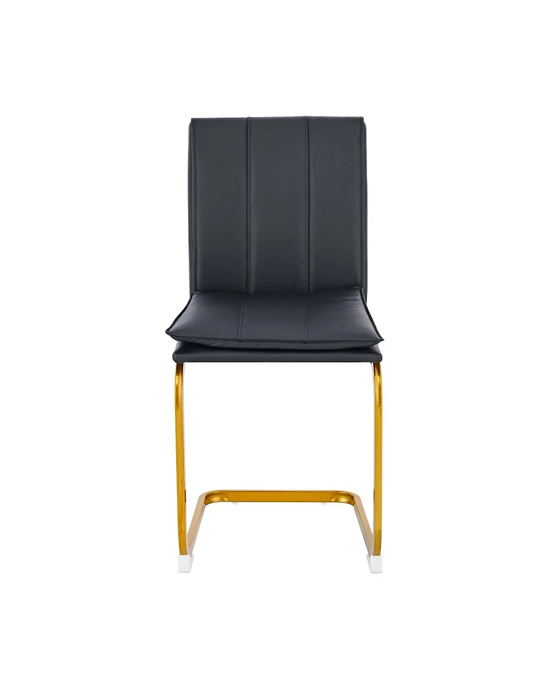 Streamdale Furniture Pu Leather Dining Chairs with Metal Legs
