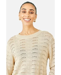 Yumi Women's Wave Metallic Thread Relaxed Jumper