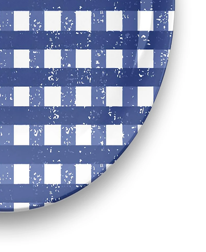 Abode Homewares Homemade Navy Melamine Gingham Dinner Plates, Set of 4