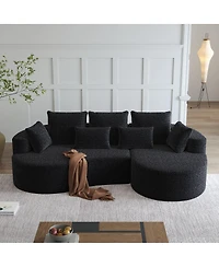 Streamdale Furniture Modern Oversized Chenille Sectional Sofa, 105-Inch Curved Cloud Couch with 7 Pillows