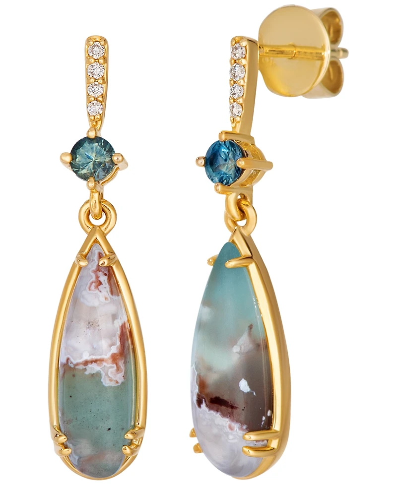 Le Vian Aquaprase, Montana Sapphire (3-3/8 ct. t.w.) & Nude Diamond Earrings in 14k Honey Gold