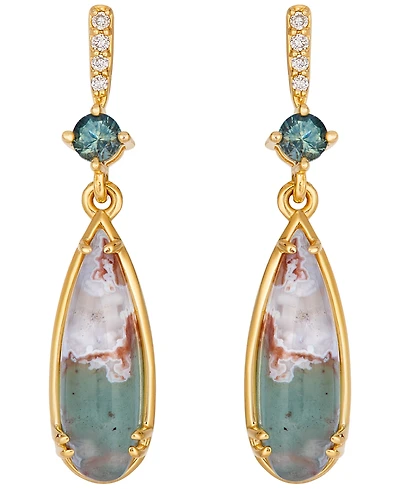 Le Vian Aquaprase, Montana Sapphire (3-3/8 ct. t.w.) & Nude Diamond Earrings in 14k Honey Gold