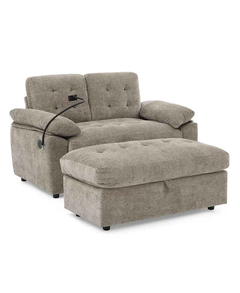 Streamdale Furniture Reclining Sofa with Usb, Ottoman