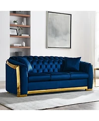 Streamdale Furniture Mid-Century Velvet Couch Set: 3-Seater and Loveseat
