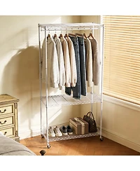 Streamdale Furniture Heavy Duty Rolling Garment Rack and Closet Organizer