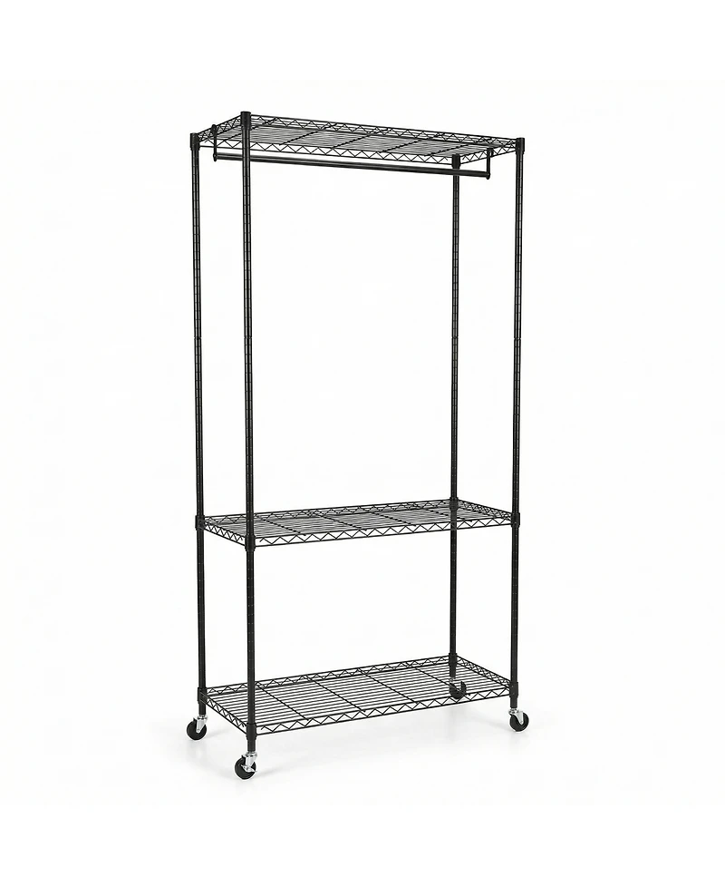 Streamdale Furniture Heavy Duty Rolling Garment Rack and Closet Organizer