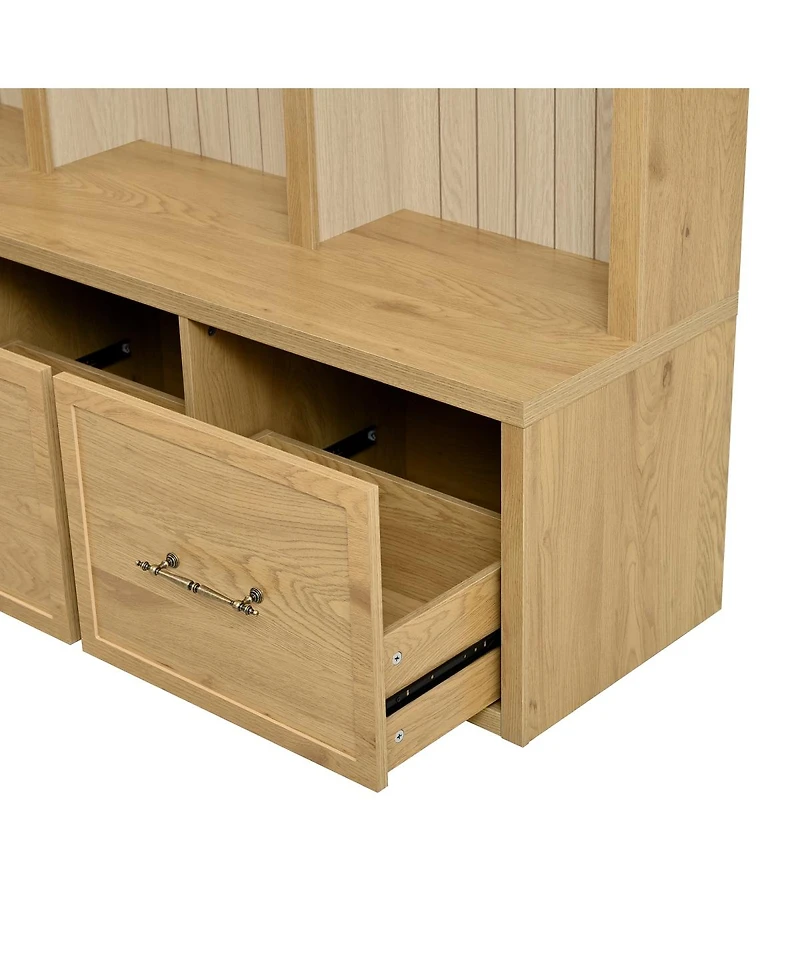Streamdale Furniture Oak Farmhouse Hall Tree with Bench and Storage