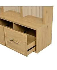 Streamdale Furniture Oak Farmhouse Hall Tree with Bench and Storage