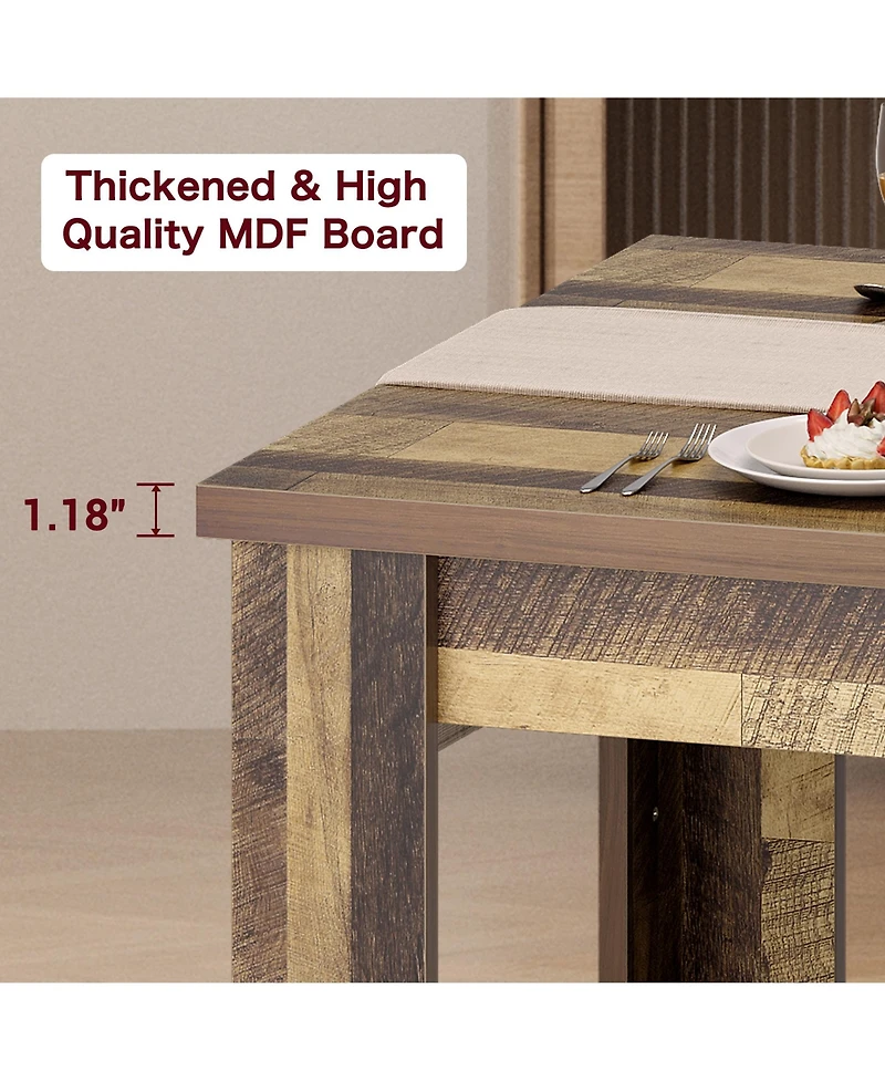 homfan Farmhouse Dining Table for 4 to 6, 63.0 x 31.0 in Rectangular Kitchen Table