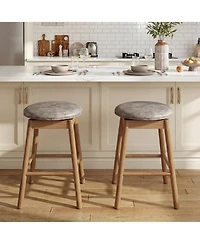 Sugift Swivel Counter Height Bar Stools Set of Two with Wood Legs