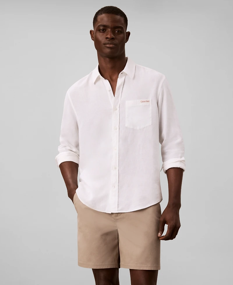 Calvin Klein Men's Straight-Fit Linen Shorts