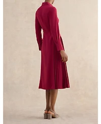 Hobbs London Women's Ginny Belted Pleated Midi Shirt Dress