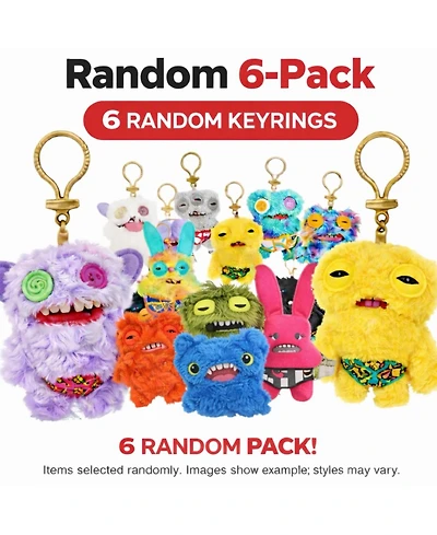 Fuggler Pack of 6 Zuru Fuggler Keyring 5 Inch Plush Toy Mystery Random Assortment