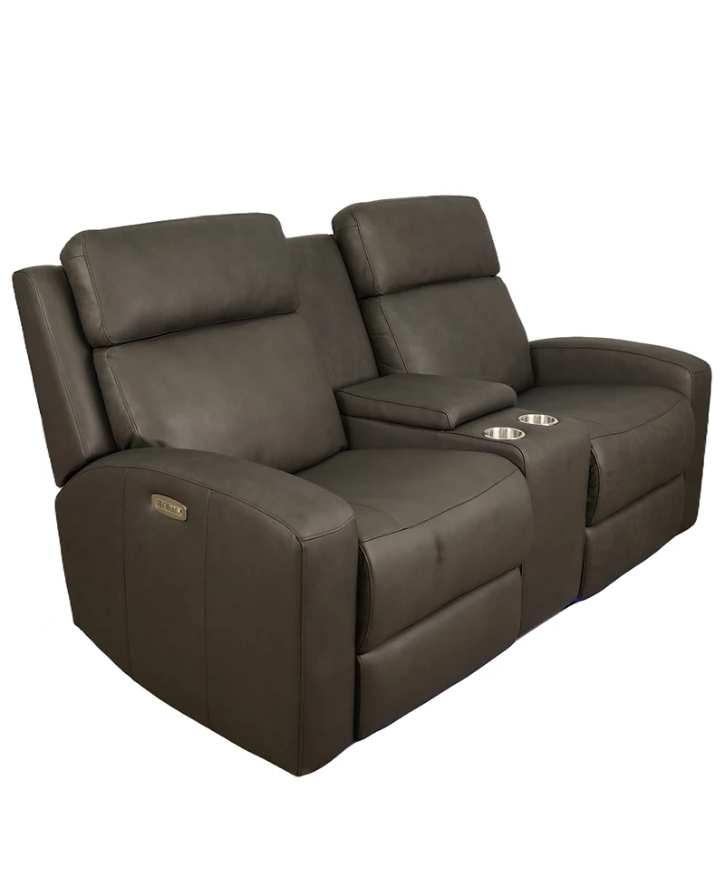Hewitt 73" Leather Power Reclining Console Loveseat