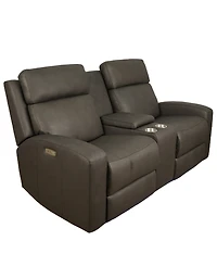 Hewitt 73" Leather Power Reclining Console Loveseat