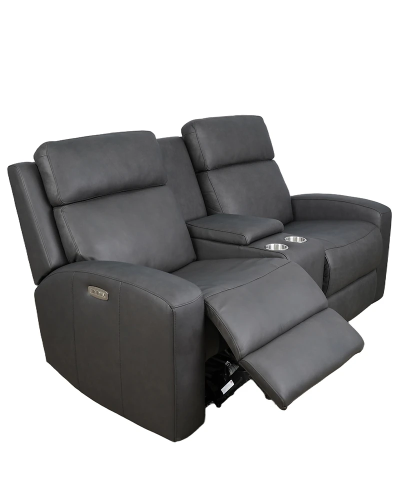 Hewitt 73" Leather Power Reclining Console Loveseat