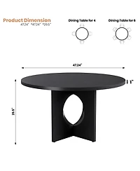 homfan Round Space-Saving Dining Table for 4-6, Modern Pedestal Kitchen & Living Room, Sturdy Design Apartments