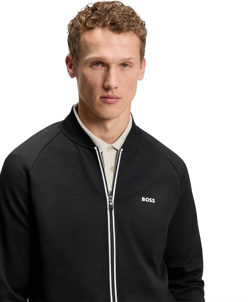 Boss by Hugo Men's Triangle-Jacquard Zip-Up Sweatshirt