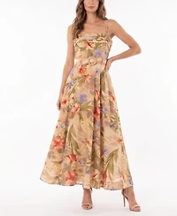 Taylor Women's Sleeveless Belted Floral A-Line Dress