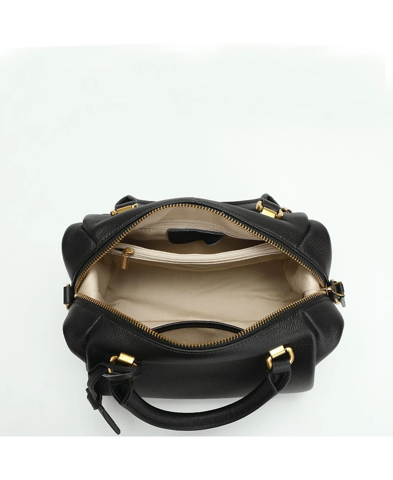 Susu Women's Pebbled Leather Top Handle Satchel Bag Structured Crossbody Purse Handbag