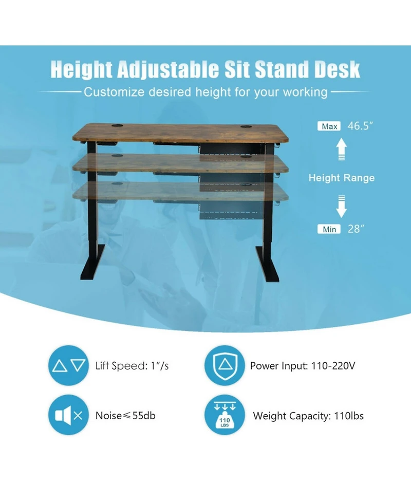 Gouun Electric Sit-to-Stand Desk with Digital Controller and Usb Charging Port