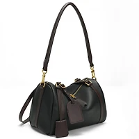Susu Women's Elara Pebbled Leather Satchel Boston Dome Bag Top Handle Shoulder Crossbody Handbag