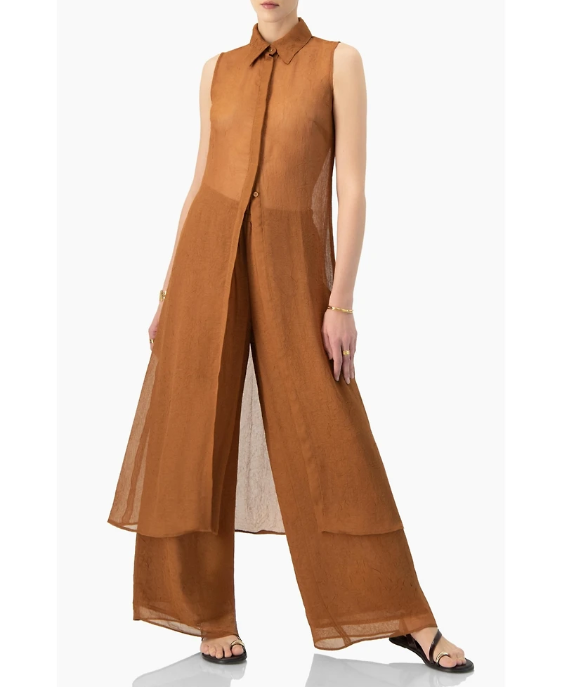 Ivonne Women's Airy Wide-Leg Elastic Waist Pants