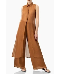 Ivonne Women's Airy Wide-Leg Elastic Waist Pants