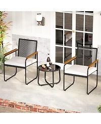 Slickblue Outdoor Rattan Furniture Set 3 Piece with Glass Table